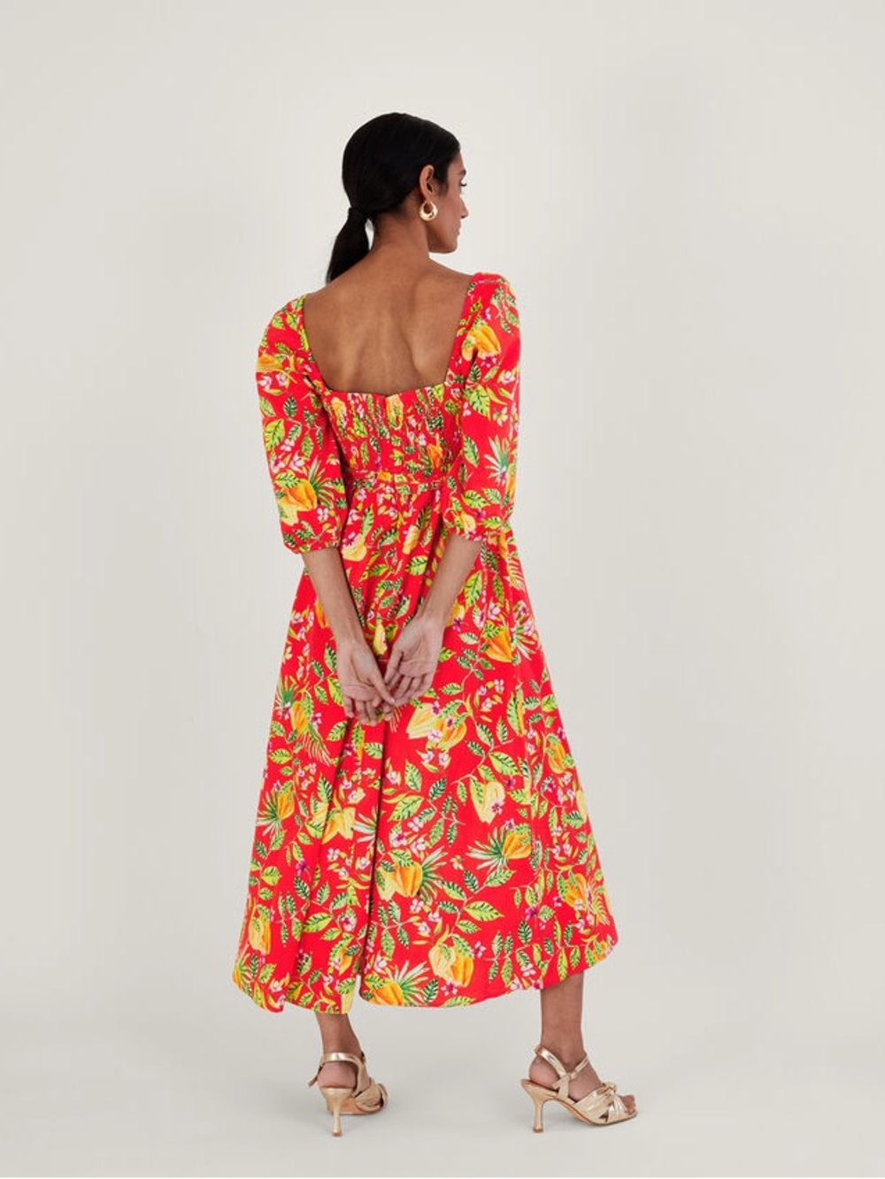 Monsoon Orange Floral Maxi Dress Size 18 - Picture 2 of 5